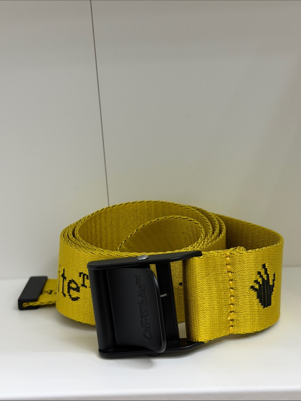 Off-White Yellow Webbing Belt with Black Buckle